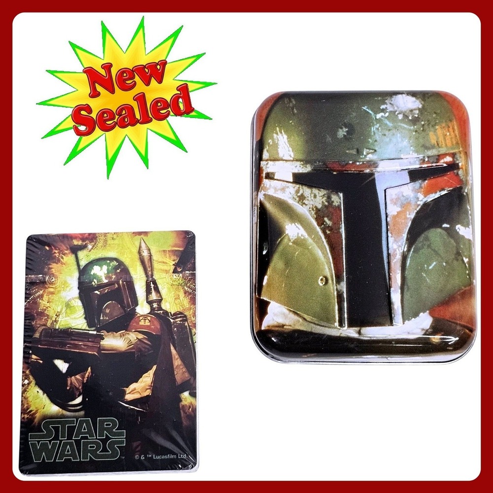 Star Wars Boba Fett Helmet Metal Tin Playing‎ Cards Cartamundi New Collectible